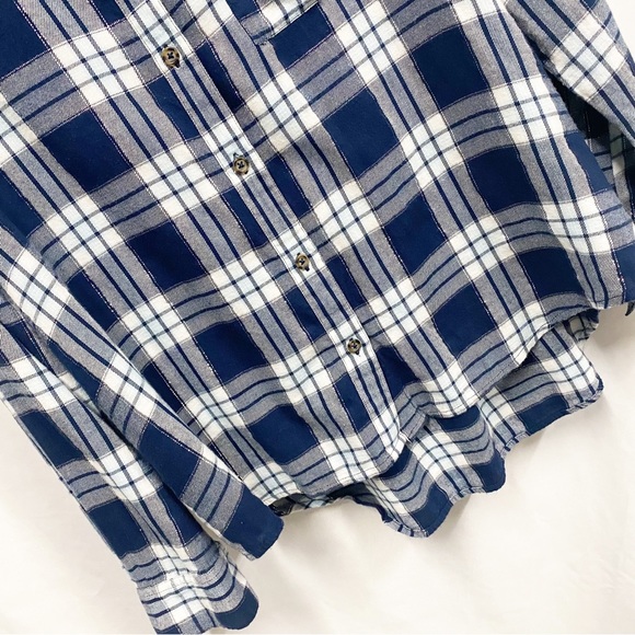 Style & Co Navy & White With Silver Sparkle Plaid Button Down Shirt - Picture 4 of 9